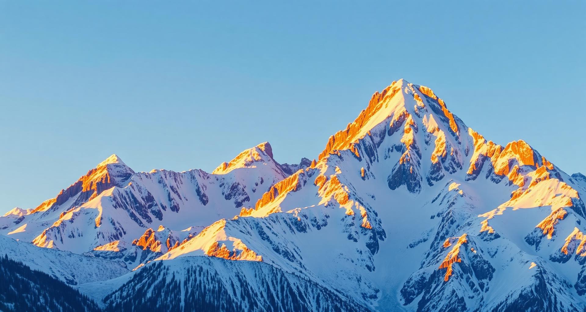 Snow-capped Rocky Mountain peaks at golden hour